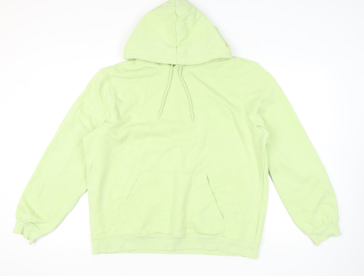 H&M Unisex Green XL Relaxed Fit Pullover Hoodie Cotton Blend