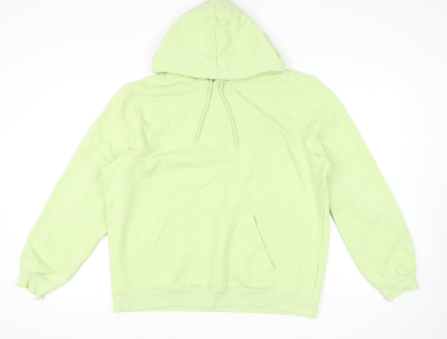H&M Unisex Green XL Relaxed Fit Pullover Hoodie Cotton Blend