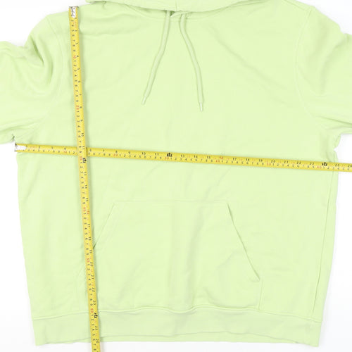H&M Unisex Green XL Relaxed Fit Pullover Hoodie Cotton Blend