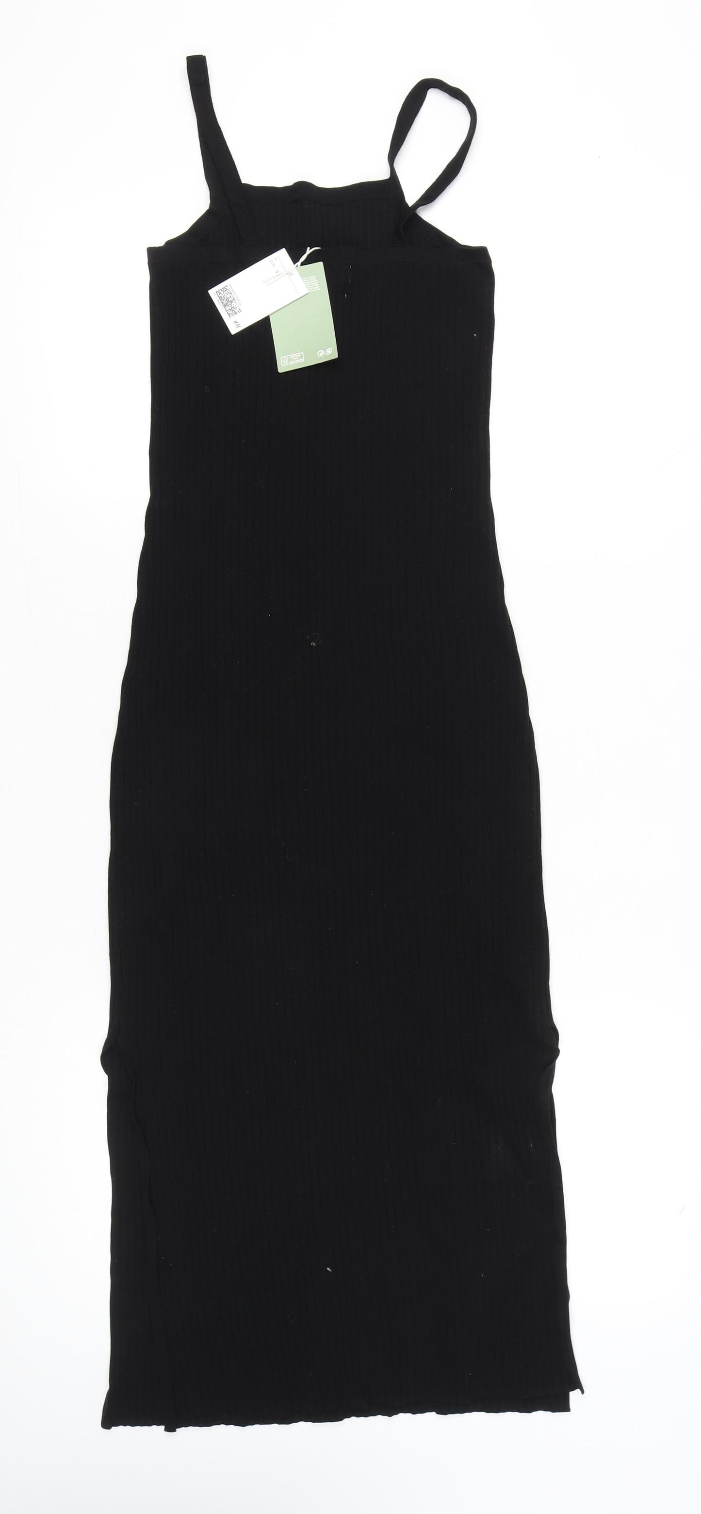 H&M Women’s Black Midi Slip Dress Size S Lyocell Blend