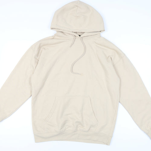 boohooMAN Men’s Beige Pullover Hoodie S Graphic Print Fleece