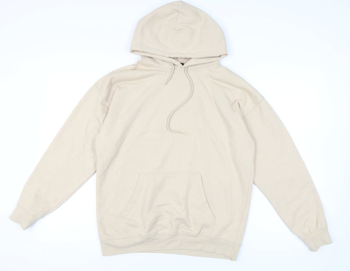 boohooMAN Men’s Beige Pullover Hoodie S Graphic Print Fleece