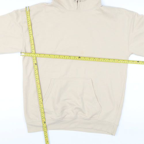 boohooMAN Men’s Beige Pullover Hoodie S Graphic Print Fleece