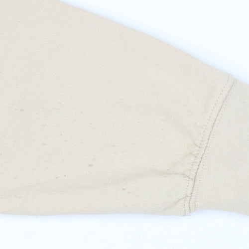 boohooMAN Men’s Beige Pullover Hoodie S Graphic Print Fleece
