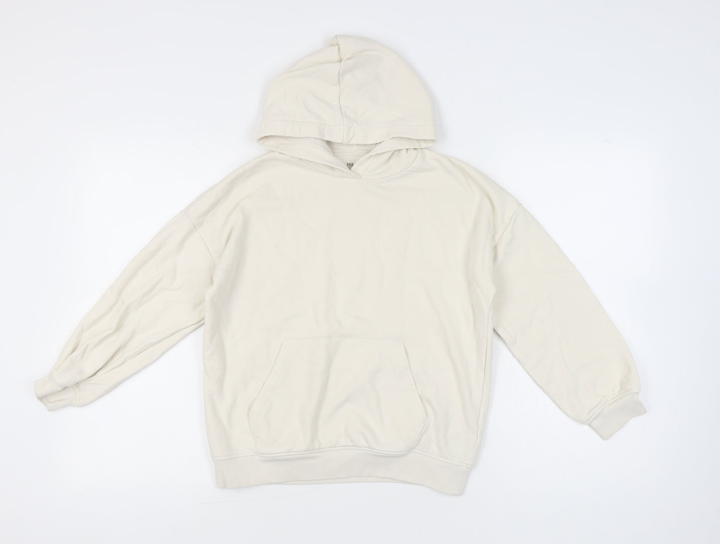 Marks and Spencer Girls Ivory Pullover Hoodie 11-12 Years Cotton Blend