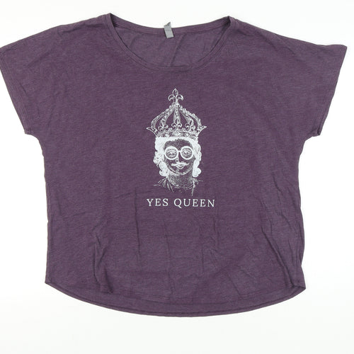 Next Level Women’s Purple 3XL Graphic T-Shirt Yes Queen Relaxed Fit