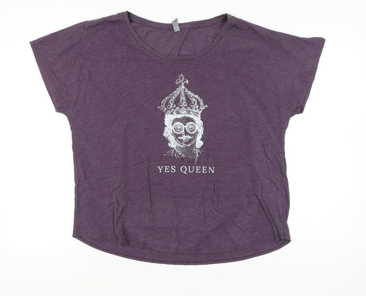 Next Level Women’s Purple 3XL Graphic T-Shirt Yes Queen Relaxed Fit