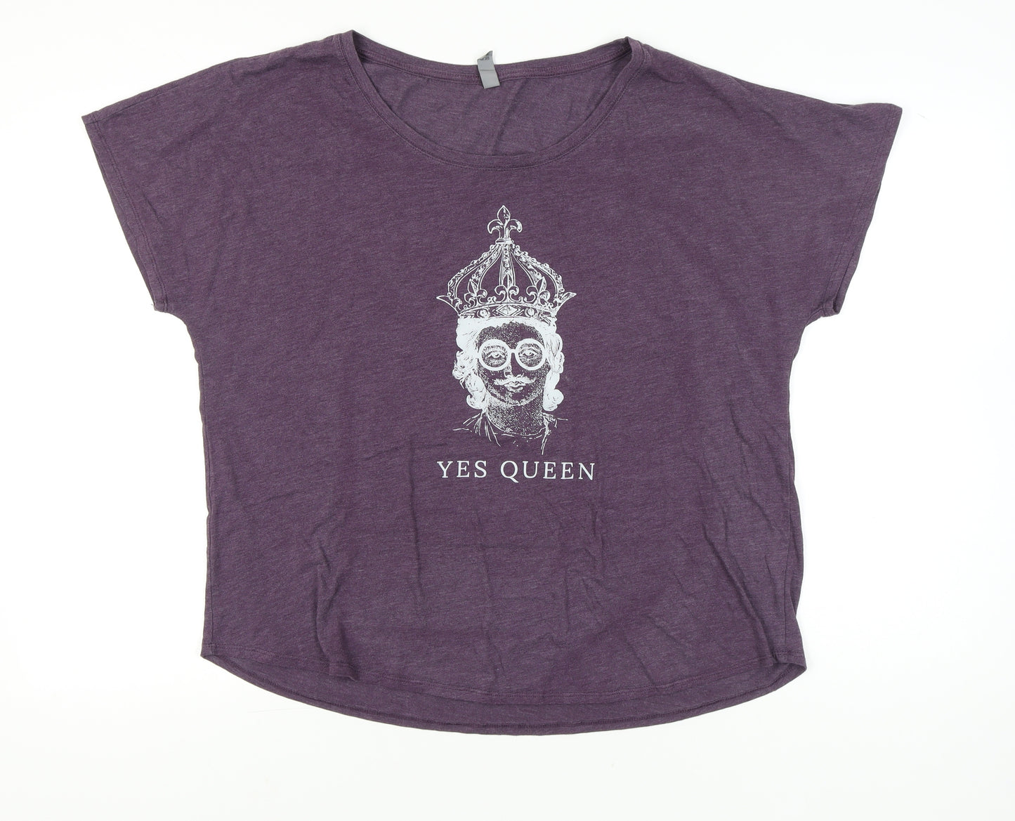 Next Level Women’s Purple 3XL Graphic T-Shirt Yes Queen Relaxed Fit