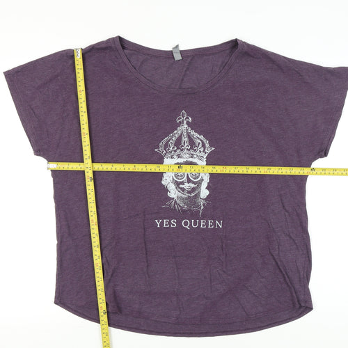 Next Level Women’s Purple 3XL Graphic T-Shirt Yes Queen Relaxed Fit