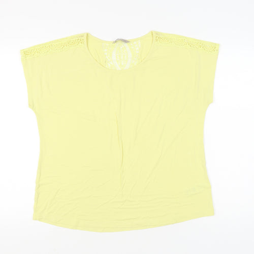 Marks and Spencer Women’s Yellow Lace Shoulder T-Shirt Size 16