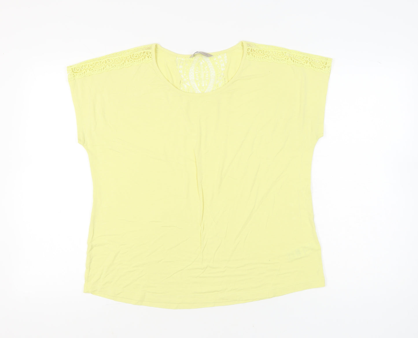Marks and Spencer Women’s Yellow Lace Shoulder T-Shirt Size 16