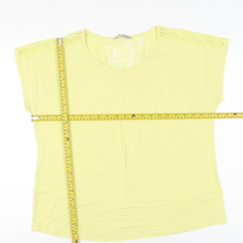 Marks and Spencer Women’s Yellow Lace Shoulder T-Shirt Size 16