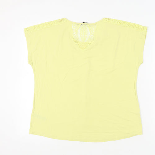 Marks and Spencer Women’s Yellow Lace Shoulder T-Shirt Size 16