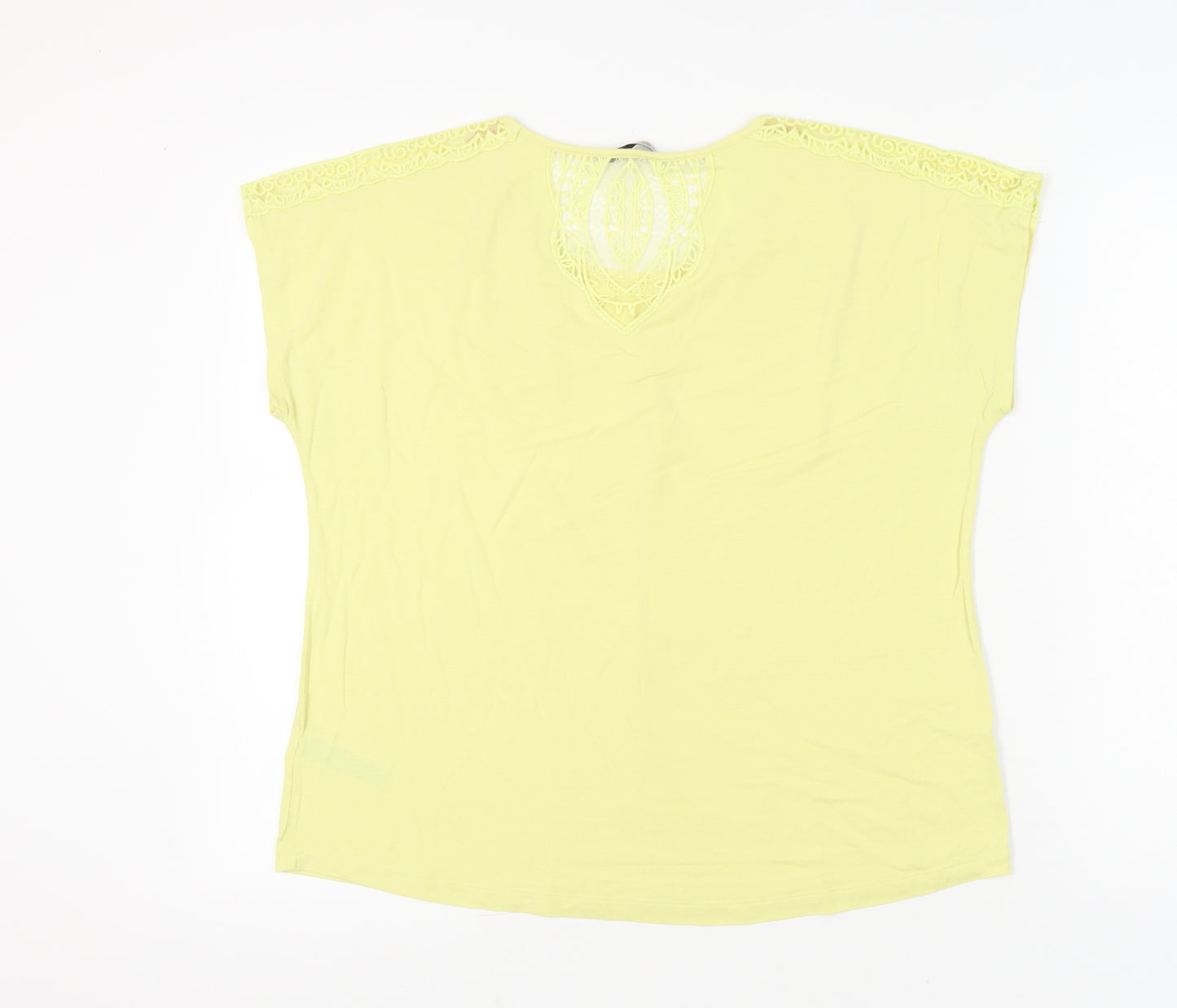 Marks and Spencer Women’s Yellow Lace Shoulder T-Shirt Size 16
