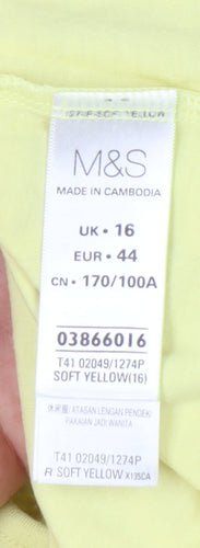 Marks and Spencer Women’s Yellow Lace Shoulder T-Shirt Size 16