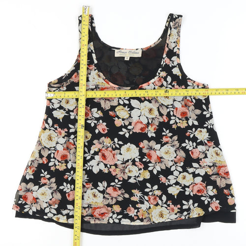 Parisian Collection Womens Black Floral Camisole Tank Top Size 8