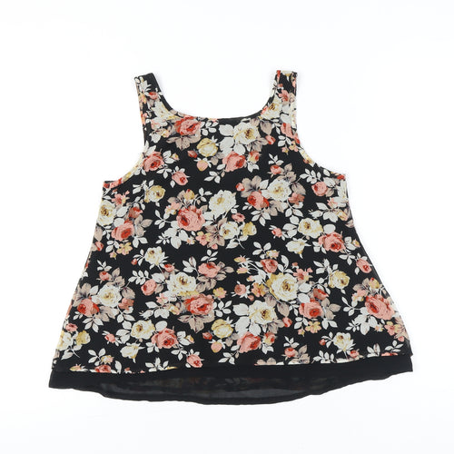 Parisian Collection Womens Black Floral Camisole Tank Top Size 8
