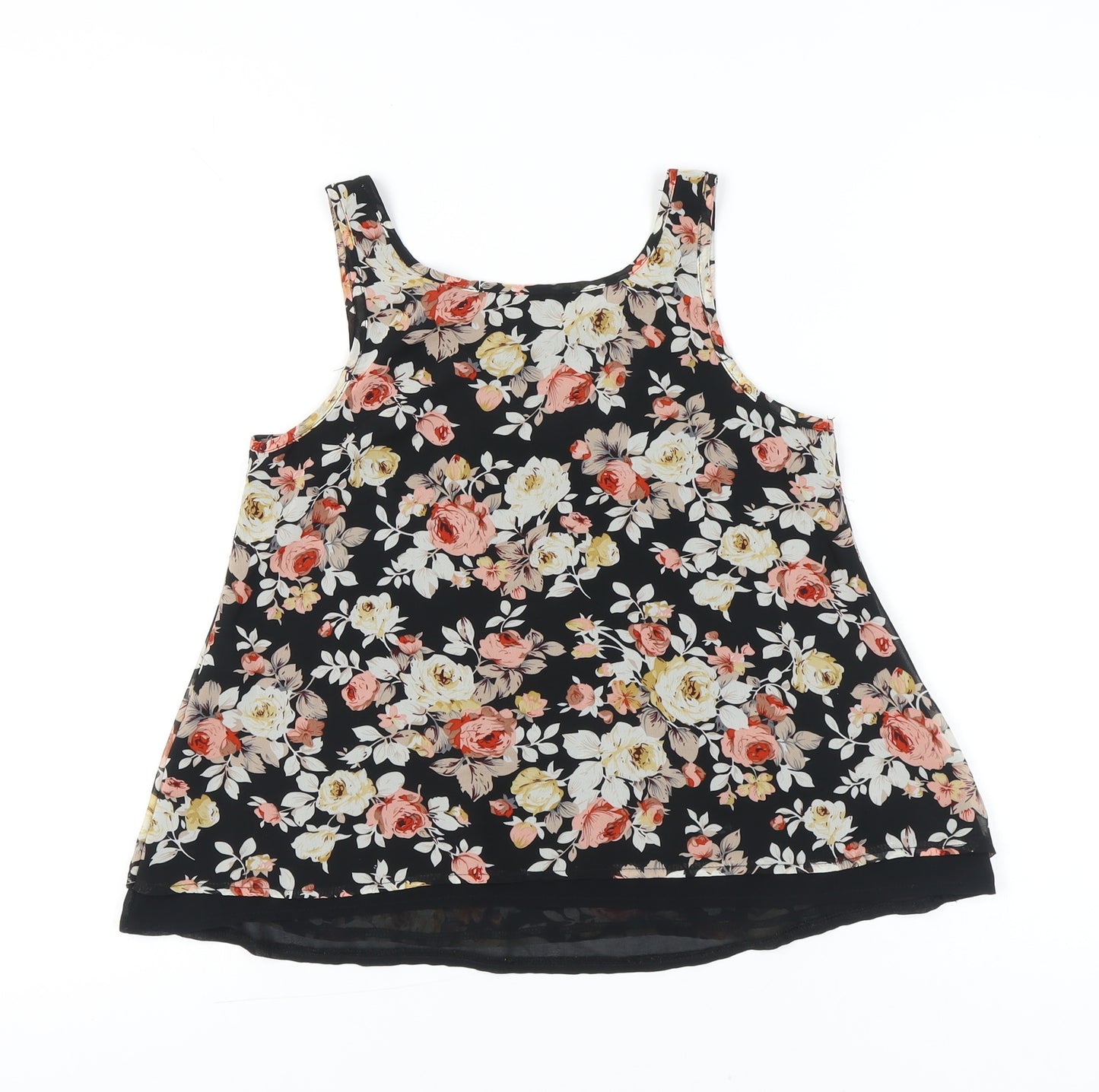 Parisian Collection Womens Black Floral Camisole Tank Top Size 8