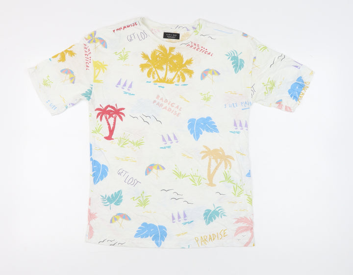 Zara Man Men’s Multicoloured Tropical Graphic T-Shirt Size S