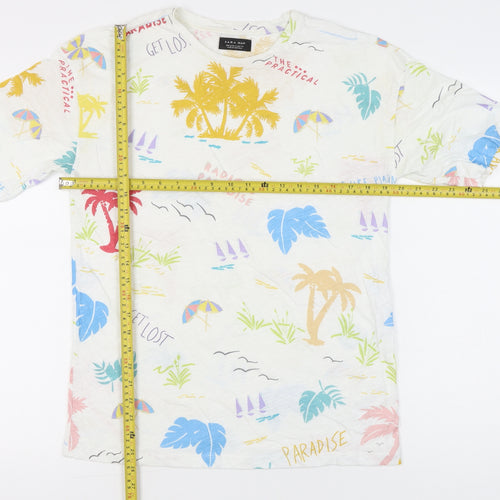 Zara Man Men’s Multicoloured Tropical Graphic T-Shirt Size S
