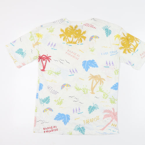 Zara Man Men’s Multicoloured Tropical Graphic T-Shirt Size S