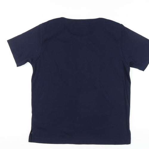 Casamia Women’s Blue Embroidered Floral T-Shirt S Short Sleeve