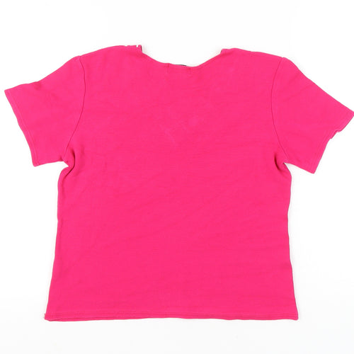 Kate Lilly Womens Pink T-Shirt Size 14 V-Neck Button Detail