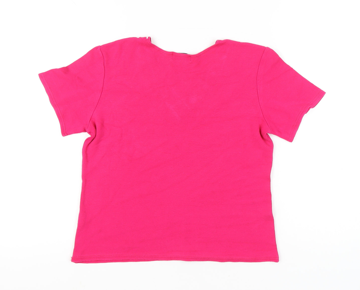 Kate Lilly Womens Pink T-Shirt Size 14 V-Neck Button Detail