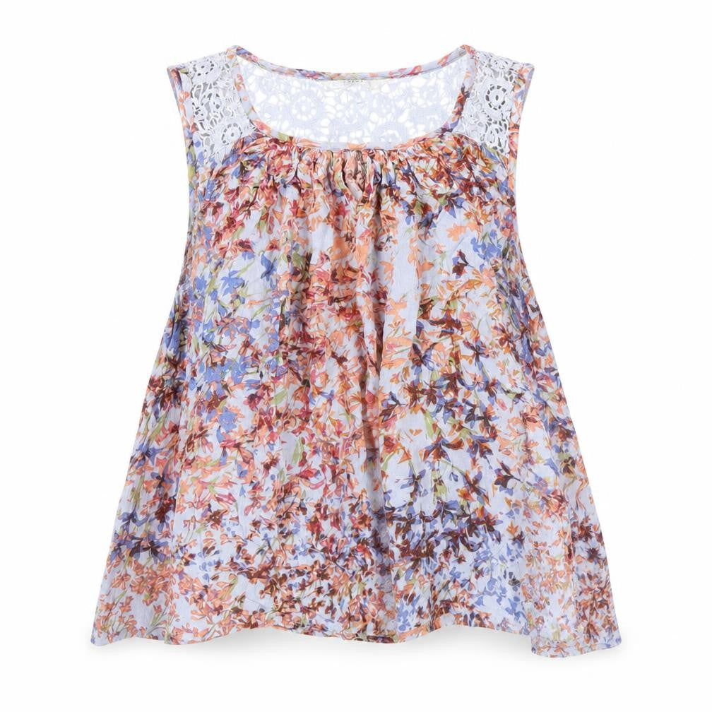 Front view of Next Women’s Multicoloured Floral Sleeveless Tunic Blouse, size UK 10