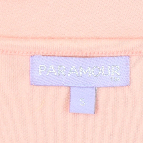 Paramour Womens Pink Scoop Neck Beaded Short Sleeve T-Shirt Size S