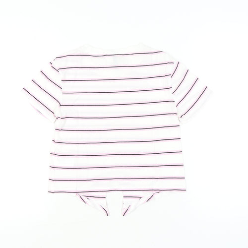 H&M Divided Women’s White Striped XS Cotton Short Sleeve T-Shirt