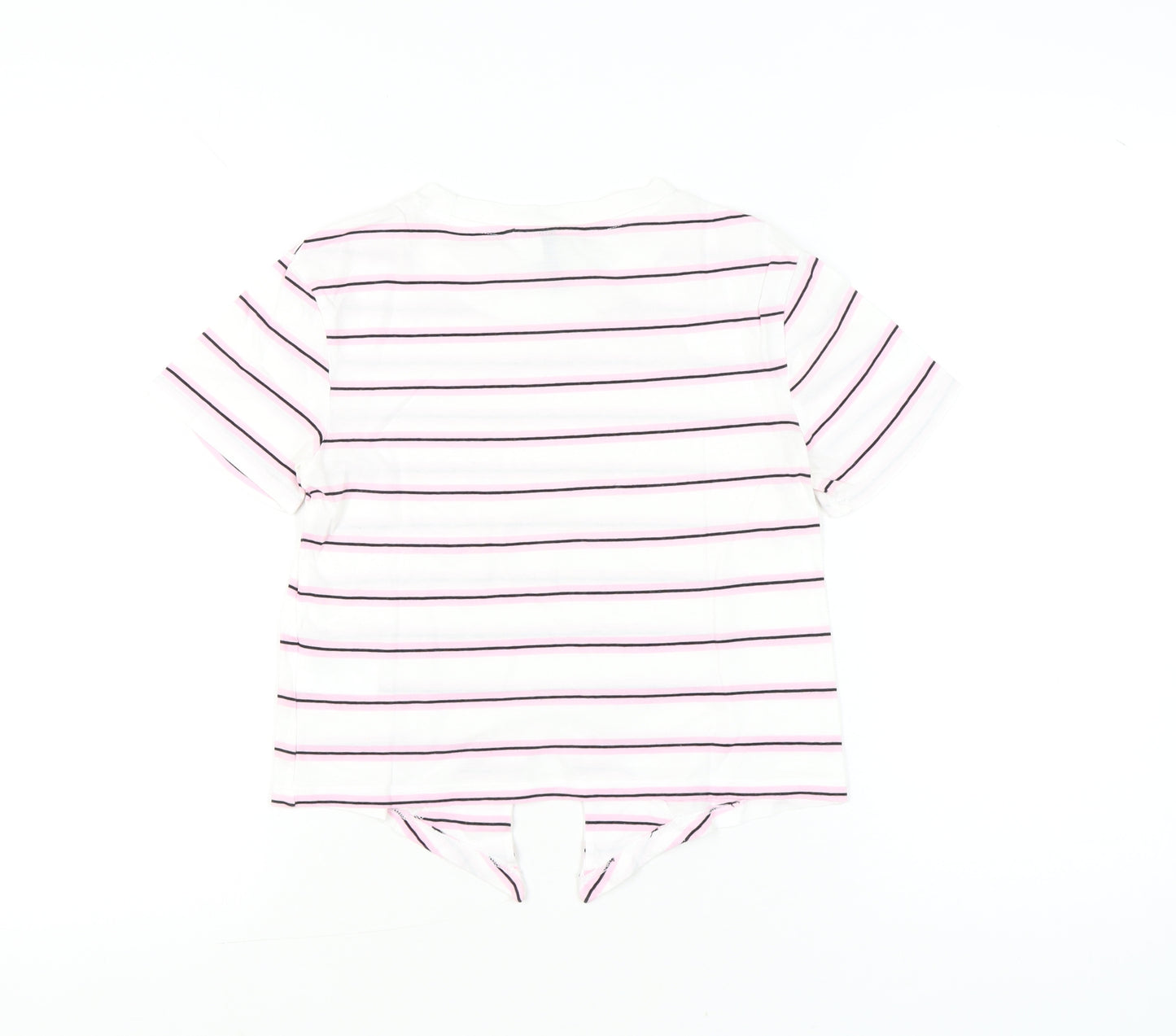 H&M Divided Women’s White Striped XS Cotton Short Sleeve T-Shirt