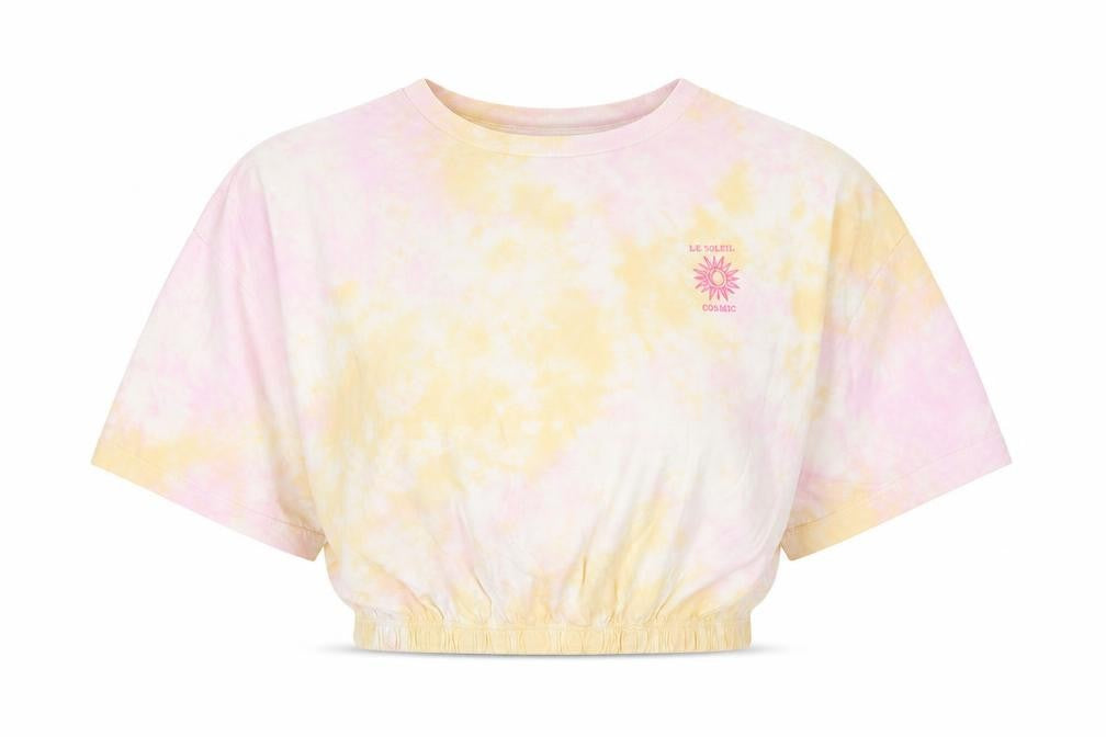 Front view of Next Women’s Multicoloured Tie-Dye Cropped T-Shirt, size S