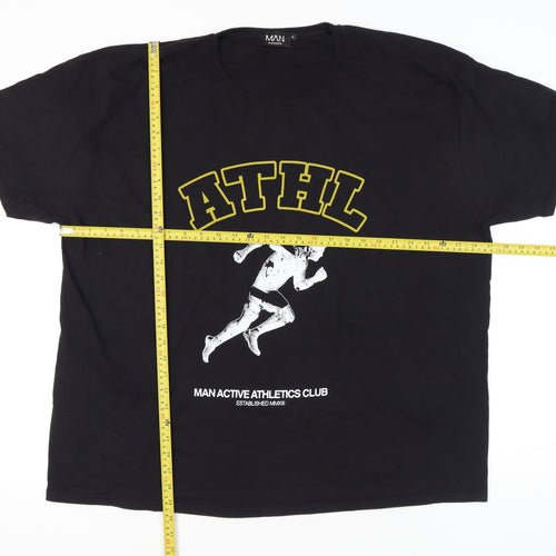 boohooMAN Men's Black XL Graphic Sports T-Shirt Crew Neck