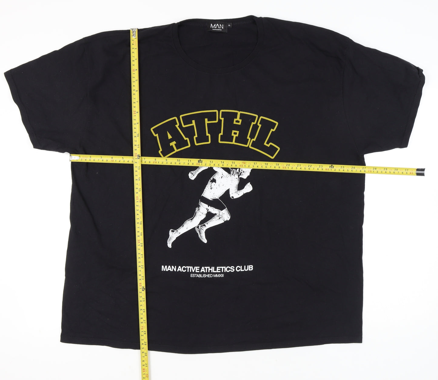 boohooMAN Men's Black XL Graphic Sports T-Shirt Crew Neck