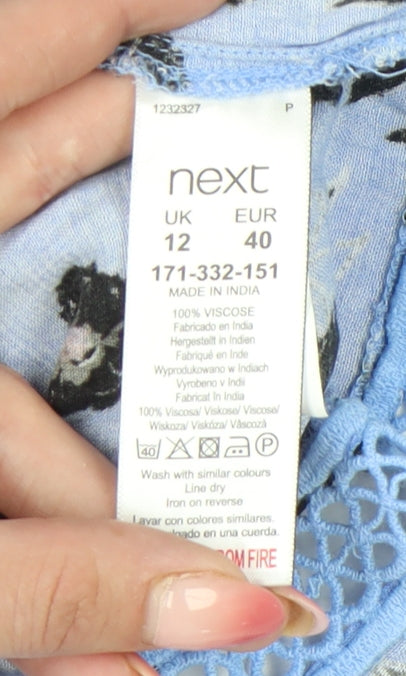Next Women’s Blue Floral Camisole Tank Top UK 12 Summer Casual