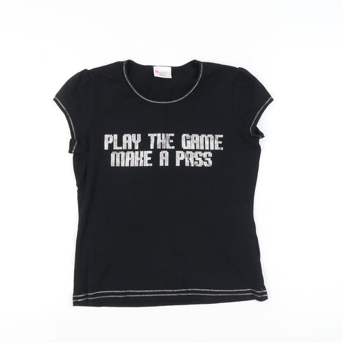 Next Petite Womens Black Size 12 Rhinestone Slogan T-Shirt