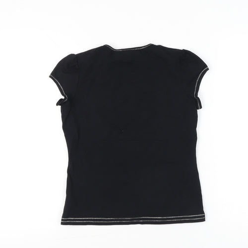 Next Petite Womens Black Size 12 Rhinestone Slogan T-Shirt