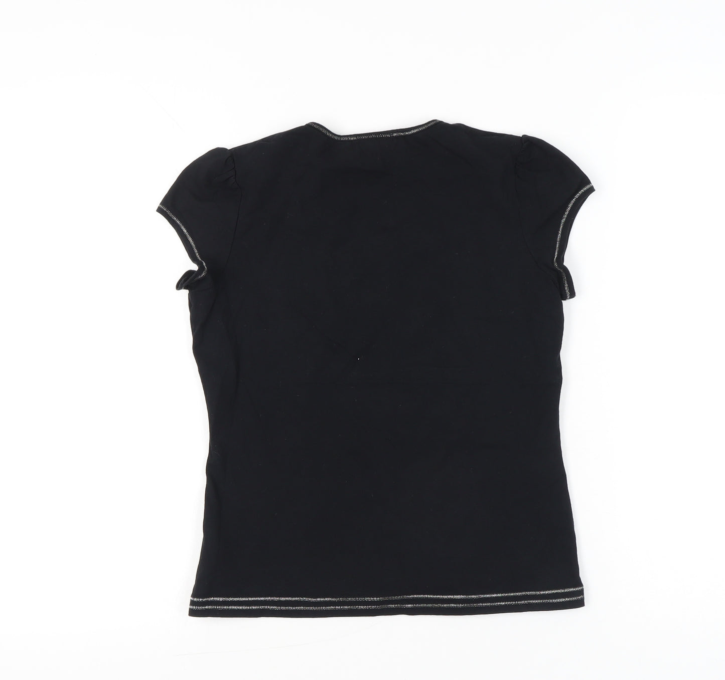 Next Petite Womens Black Size 12 Rhinestone Slogan T-Shirt