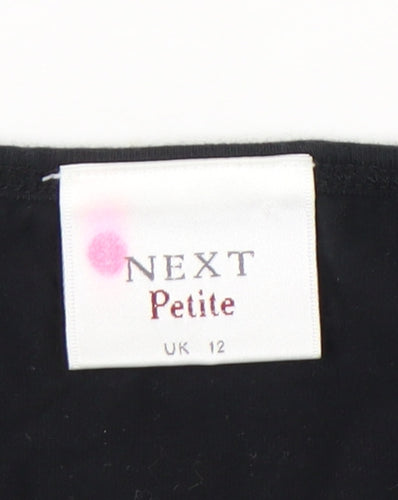Next Petite Womens Black Size 12 Rhinestone Slogan T-Shirt