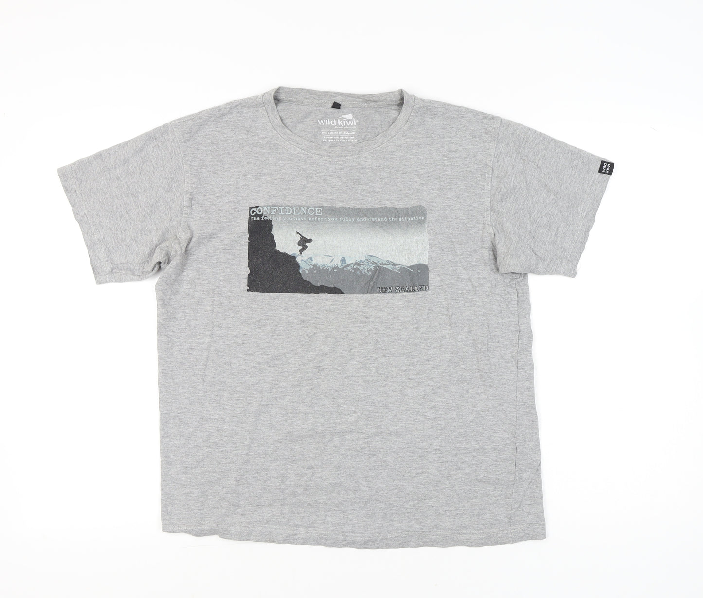 Wild Kiwi Men's Grey Medium Graphic Print Adventure T-Shirt