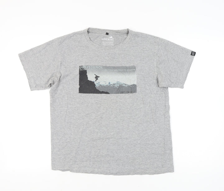 Wild Kiwi Men's Grey Medium Graphic Print Adventure T-Shirt