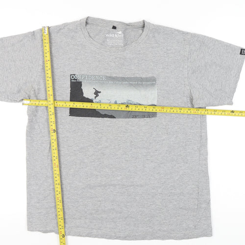 Wild Kiwi Men's Grey Medium Graphic Print Adventure T-Shirt