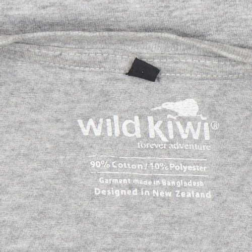 Wild Kiwi Men's Grey Medium Graphic Print Adventure T-Shirt