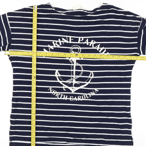 H&M Womens Blue Striped Nautical Long Sleeve Cotton T-Shirt S