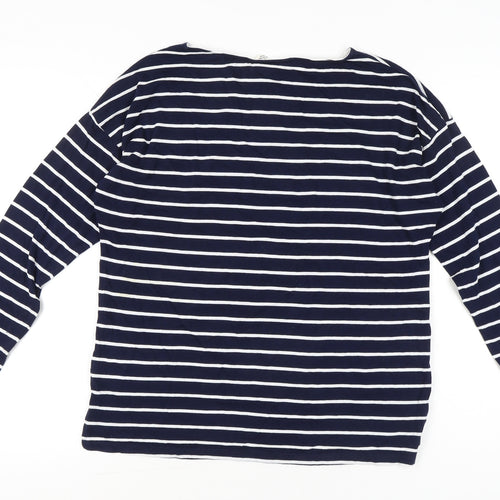 H&M Womens Blue Striped Nautical Long Sleeve Cotton T-Shirt S