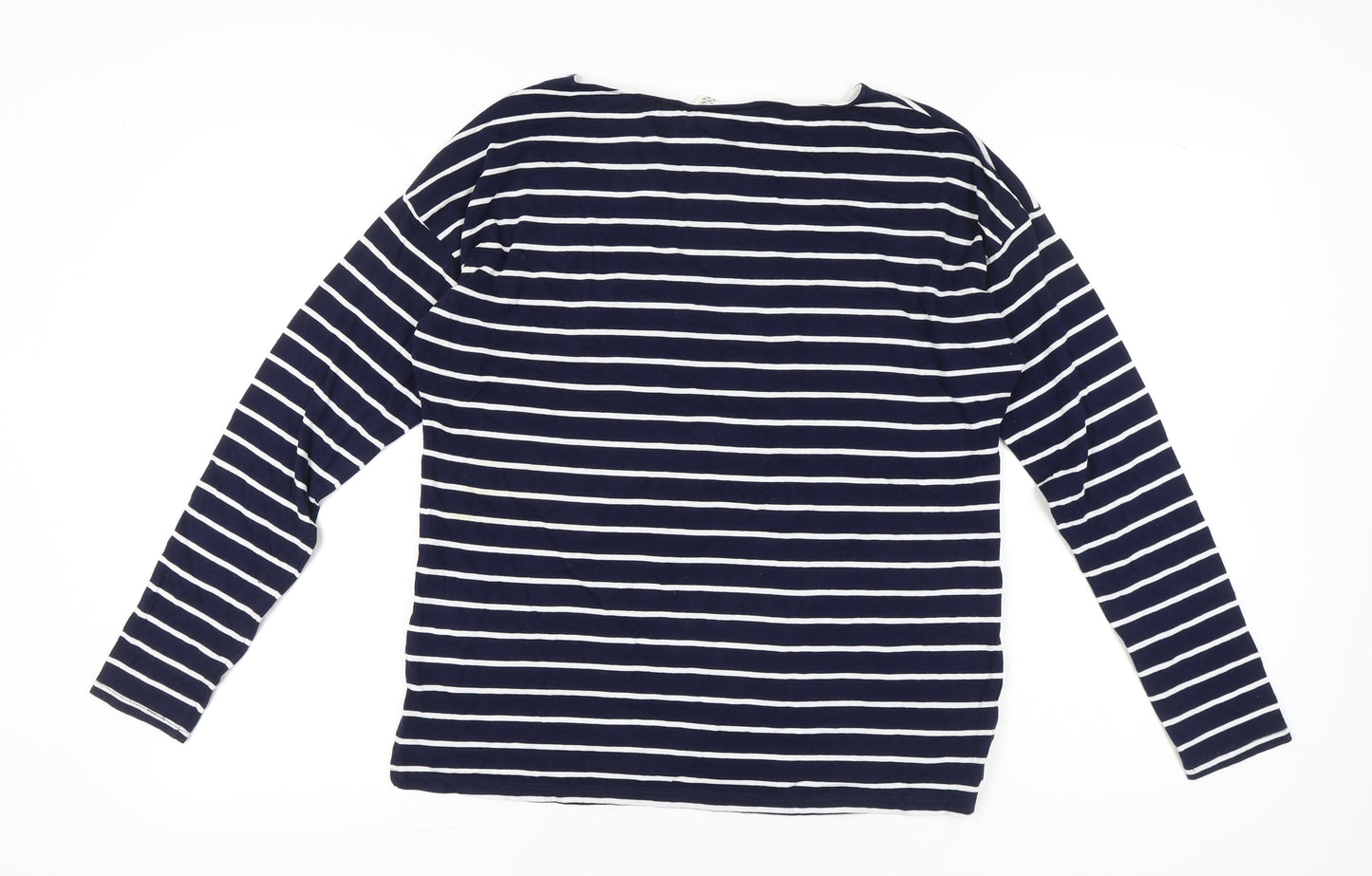 H&M Womens Blue Striped Nautical Long Sleeve Cotton T-Shirt S