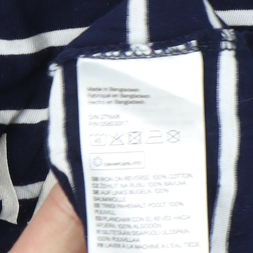 H&M Womens Blue Striped Nautical Long Sleeve Cotton T-Shirt S
