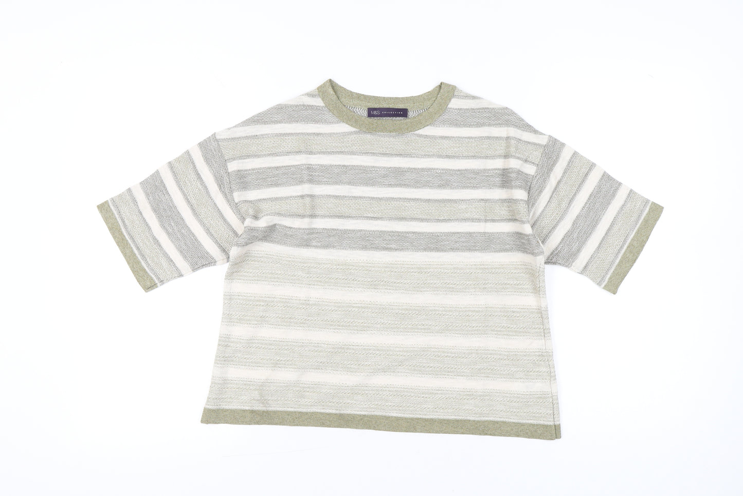 Marks and Spencer Women’s Grey Striped Knit T-Shirt UK 14