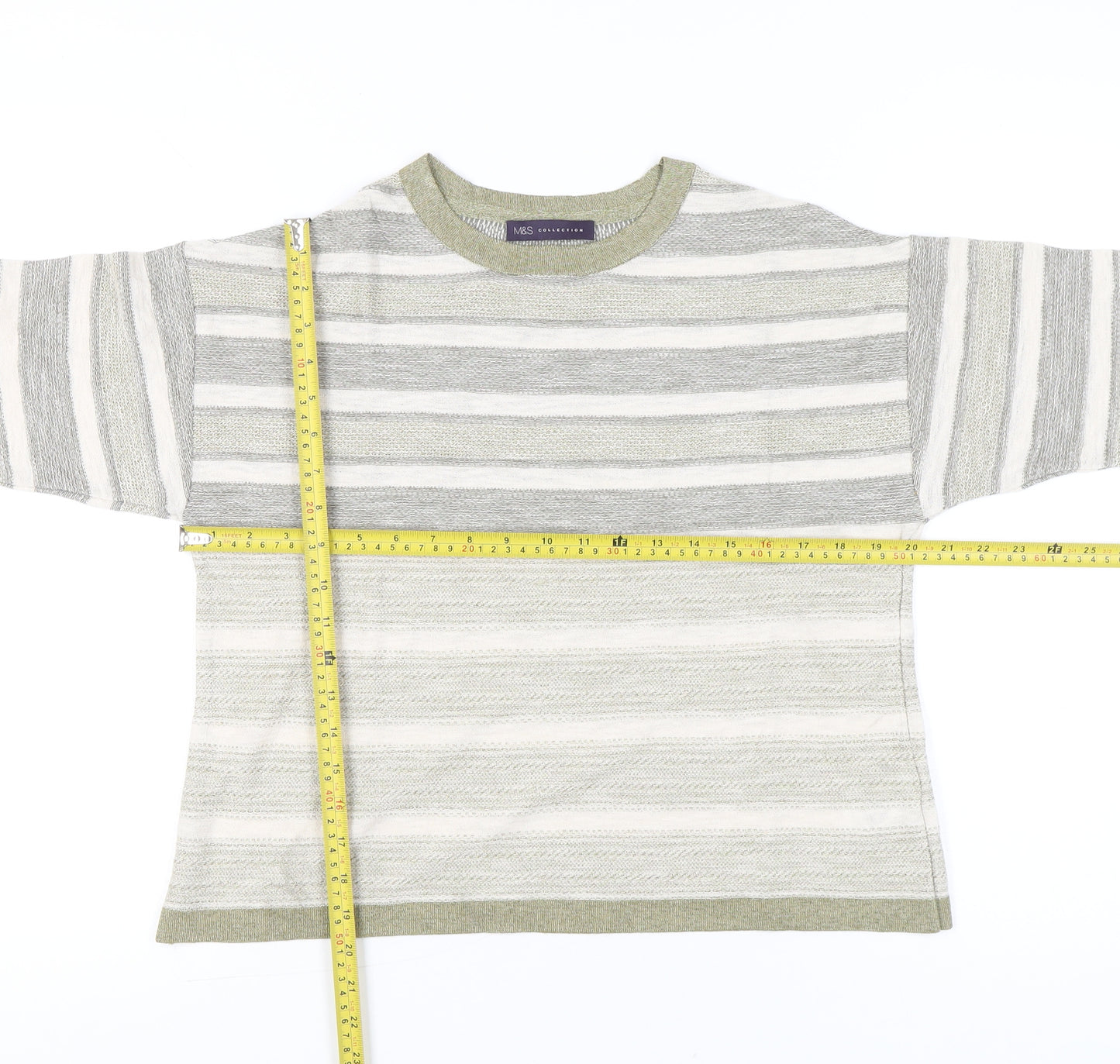 Marks and Spencer Women’s Grey Striped Knit T-Shirt UK 14